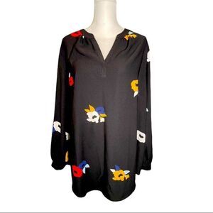 Madison Curvy Black and Floral Blouse